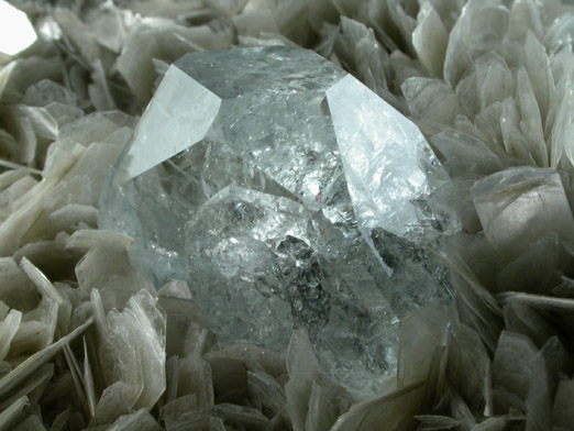 Beryl var. Aquamarine on Muscovite from Xuebaoding Mountain near Pingwu, Sichuan Province, China