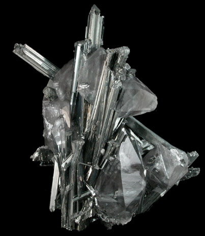 Stibnite with Calcite from Kadamzhay, Osh Oblast, Kyrgyzstan