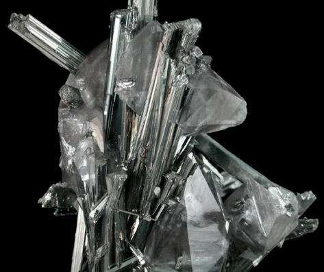 Stibnite with Calcite from Kadamzhay, Osh Oblast, Kyrgyzstan