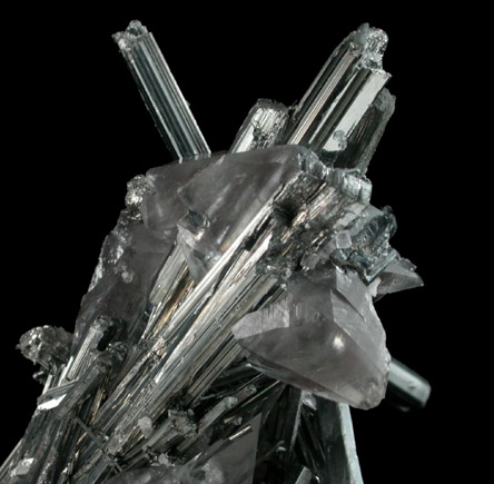 Stibnite with Calcite from Kadamzhay, Osh Oblast, Kyrgyzstan