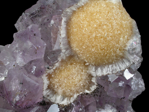 Calcite on Amethyst Quartz from Rio Grande do Sul, Brazil