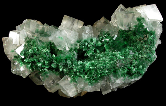 Calcite over Malachite from Tsumeb Mine, Otavi-Bergland District, Oshikoto, Namibia