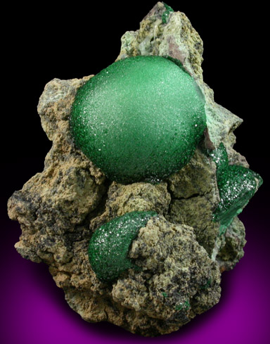 Malachite from Kolwezi Mining District, 240 km WNW of  Lubumbashi, Katanga Copperbelt, Lualaba Province, Democratic Republic of the Congo