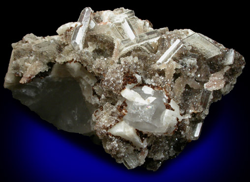 Hubeite, Apophyllite, Inesite on Quartz from Fengjiashan Mine, Daye District, Huangshi, Hubei Province, China (Type Locality for Hubeite)