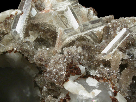 Hubeite, Apophyllite, Inesite on Quartz from Fengjiashan Mine, Daye District, Huangshi, Hubei Province, China (Type Locality for Hubeite)