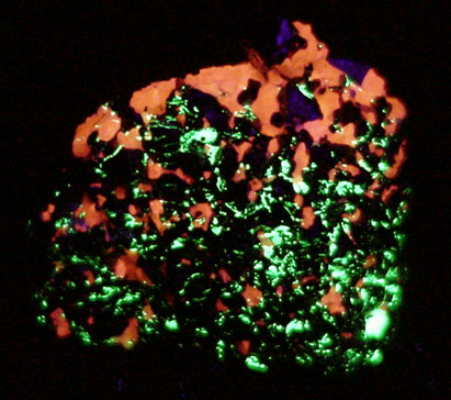 Franklinite in Calcite with Willemite, Zincite from Sterling Mine, Sterling Hill, Ogdensburg, Sussex County, New Jersey (Type Locality for Franklinite and Zincite)