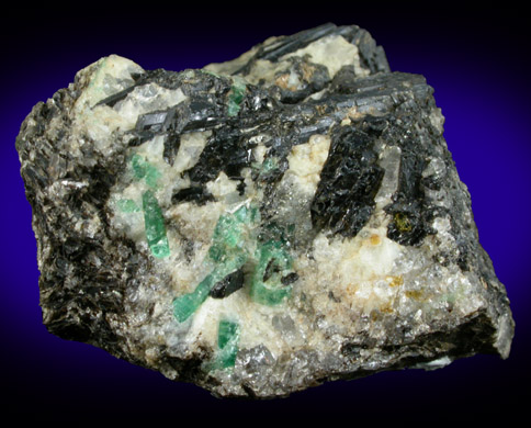 Beryl var. Emerald with Schorl Tourmaline from Crabtree Mine, Spruce Pine District, Mitchell County, North Carolina