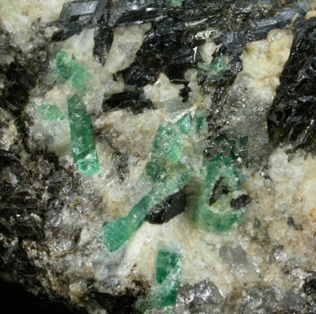 Beryl var. Emerald with Schorl Tourmaline from Crabtree Mine, Spruce Pine District, Mitchell County, North Carolina
