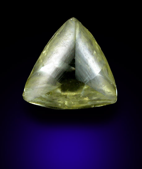 Diamond (0.83 carat fancy-yellow macle, twinned crystal) from Damtshaa Mine, near Orapa, Botswana