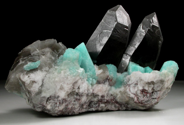 Quartz var. Smoky Quartz and Microcline var. Amazonite from Smoky Hawk Mine, Jewel Pocket, Florissant, Teller County, Colorado