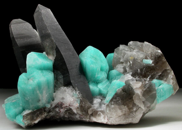 Quartz var. Smoky Quartz and Microcline var. Amazonite from Smoky Hawk Mine, Jewel Pocket, Florissant, Teller County, Colorado