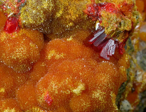 Orpiment, Barite, Realgar from Quiruvilca District, Santiago de Chuco Province, La Libertad Department, Peru