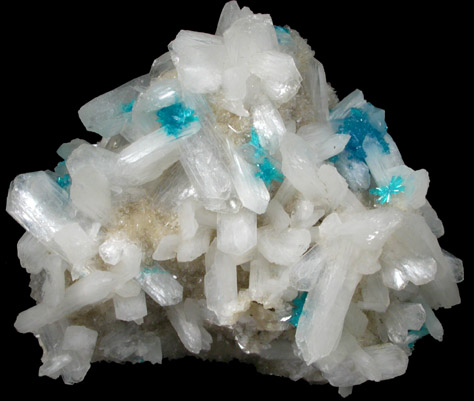 Cavansite on Stilbite-Ca from Wagholi Quarry, Maharashtra, India