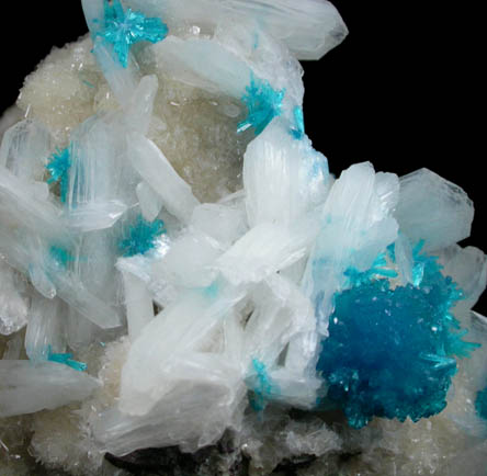 Cavansite on Stilbite-Ca from Wagholi Quarry, Maharashtra, India