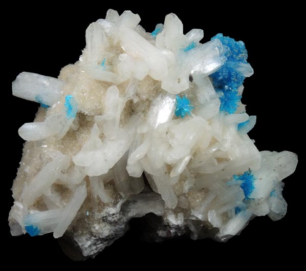 Cavansite on Stilbite from Wagholi Quarry, Maharashtra, India