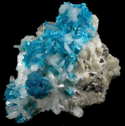 Cavansite on Stilbite-Ca from Wagholi Quarry, Maharashtra, India