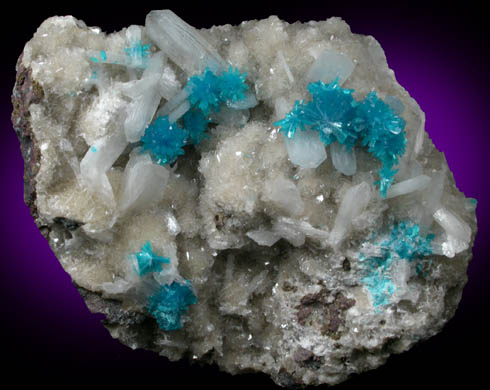 Cavansite on Stilbite-Ca from Wagholi Quarry, Maharashtra, India