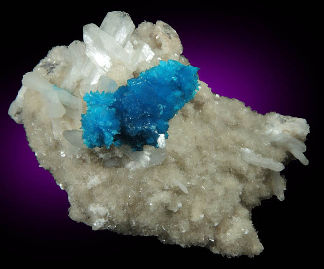 Cavansite on Stilbite-Ca from Wagholi Quarry, Maharashtra, India