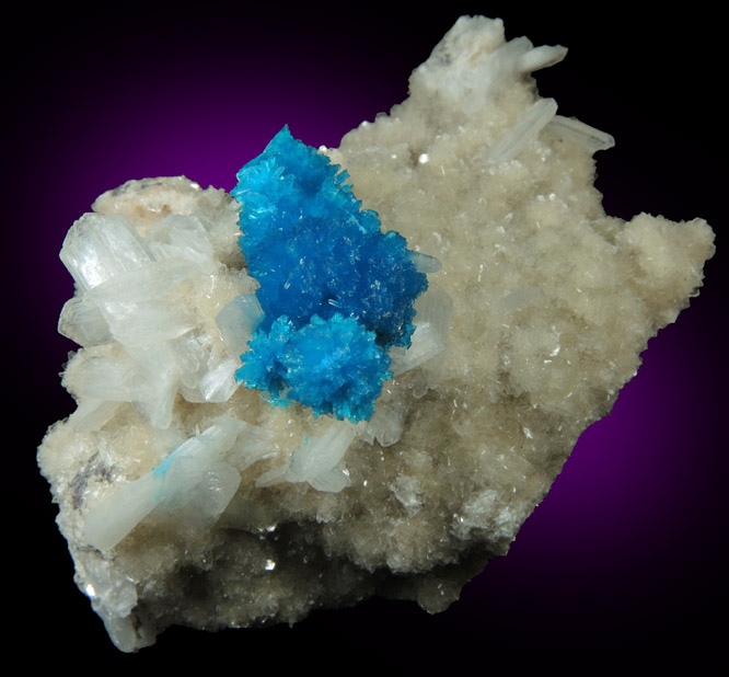 Cavansite on Stilbite-Ca from Wagholi Quarry, Maharashtra, India