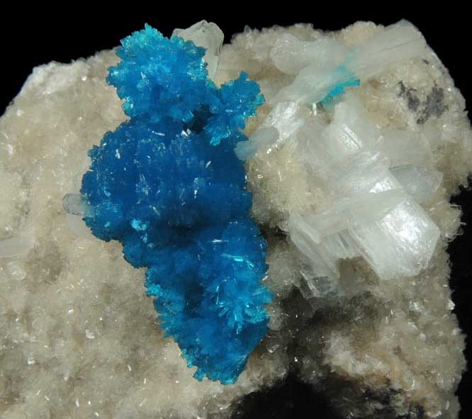 Cavansite on Stilbite-Ca from Wagholi Quarry, Maharashtra, India