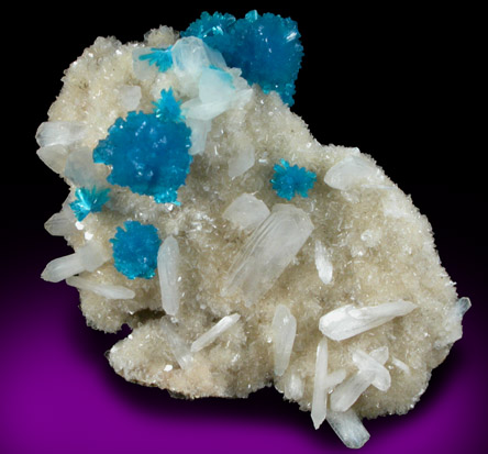 Cavansite on Stilbite-Ca from Wagholi Quarry, Maharashtra, India