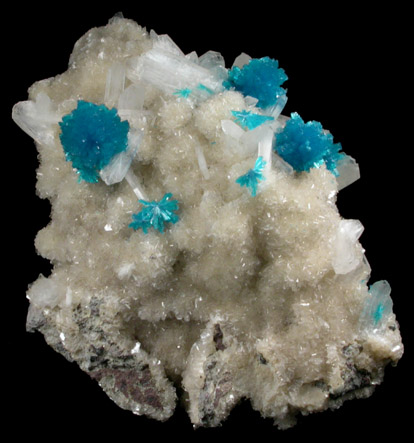 Cavansite on Stilbite-Ca from Wagholi Quarry, Maharashtra, India