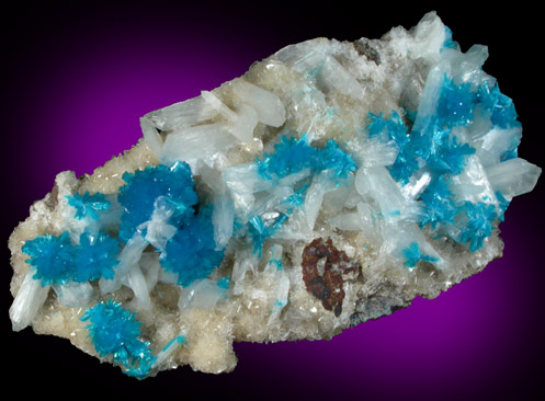 Cavansite on Stilbite-Ca from Wagholi Quarry, Maharashtra, India