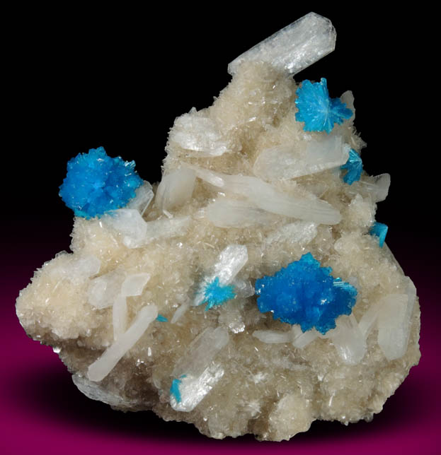 Cavansite on Stilbite-Ca from Wagholi Quarry, Maharashtra, India