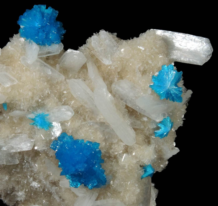 Cavansite on Stilbite-Ca from Wagholi Quarry, Maharashtra, India