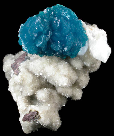 Cavansite on Stilbite-Ca from Wagholi Quarry, Maharashtra, India