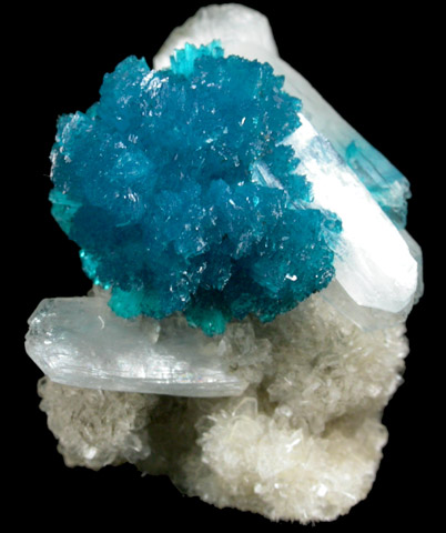 Cavansite on Stilbite-Ca from Wagholi Quarry, Maharashtra, India