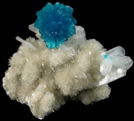 Cavansite on Stilbite-Ca from Wagholi Quarry, Maharashtra, India