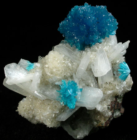 Cavansite on Stilbite-Ca from Wagholi Quarry, Maharashtra, India