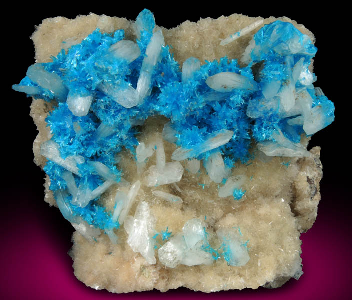 Cavansite on Stilbite-Ca from Wagholi Quarry, Maharashtra, India