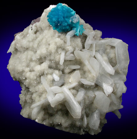 Cavansite on Stilbite-Ca from Wagholi Quarry, Maharashtra, India