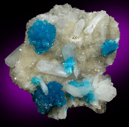 Cavansite on Stilbite-Ca from Wagholi Quarry, Maharashtra, India