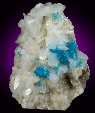 Cavansite on Stilbite-Ca from Wagholi Quarry, Maharashtra, India