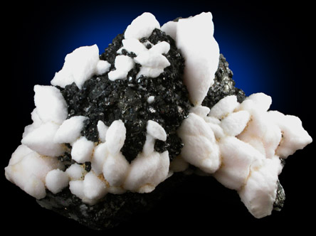 Calcite on Sphalerite from Casapalca District, Huarochiri Province, Lima Department, Peru
