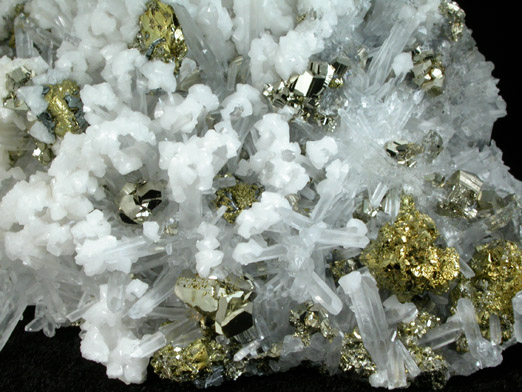 Quartz with Calcite, Pyrite, Chalcopyrite, from Boldut Mine, Cavnic, Maramures, Romania