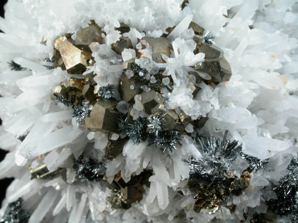 Stibnite, Quartz, Pyrite from Mina Palomo, Castrovirreyna Province, Huancavelica Department, Peru