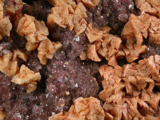 Dolomite on Quartz with Hematite inclusions from Florence Mine, Egremont, Cumbria, England