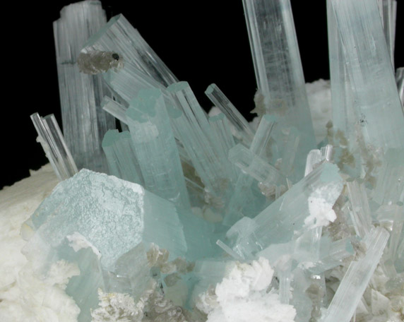 Beryl var. Aquamarine with Muscovite on Albite from Nagar, Hunza Valley, Gilgit District, Gilgit-Baltistan, Pakistan