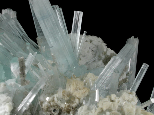 Beryl var. Aquamarine with Muscovite on Albite from Nagar, Hunza Valley, Gilgit District, Gilgit-Baltistan, Pakistan