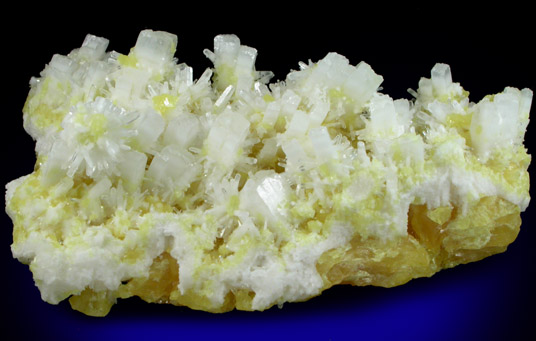 Celestine on Sulfur from Agrigento District (Girgenti), Sicily, Italy