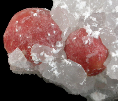 Fluorite (rare hemispherical form) on Quartz from Mahodari, Nasik District, Maharashtra, India