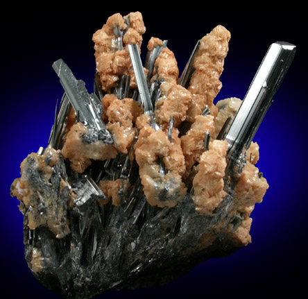 Barite on Stibnite from Poiana Botizi, Maramures, Romania