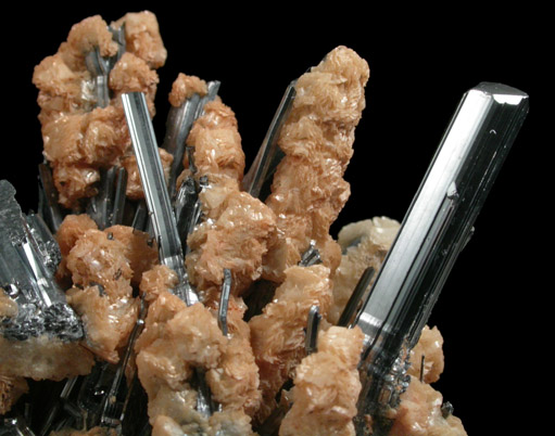 Barite on Stibnite from Poiana Botizi, Maramures, Romania