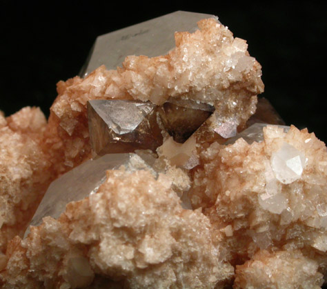 Scheelite and Dolomite on Quartz from Yaogangxian Mine, Nanling Mountains, Hunan Province, China