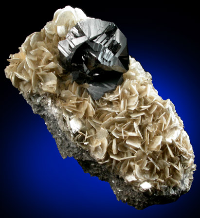 Cassiterite (twinned crystals) on Muscovite from Xuebaoding Mountain near Pingwu, Sichuan Province, China