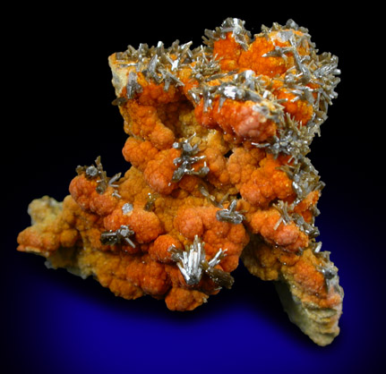 Vanadinite var. Endlichite on Descloizite from Chalk Mountain Mine, Churchill County, Nevada